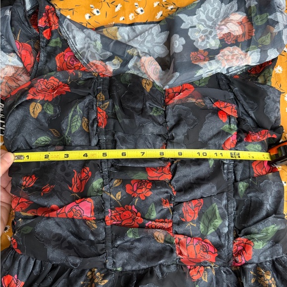 Unique Vintage Black and Red Floral High Low Dress - Picture 14 of 16